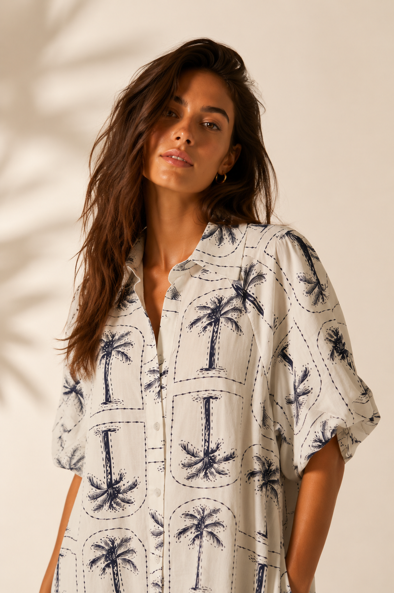 Vestido Camisero Palmeras