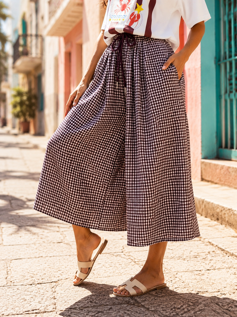 Pantalón Vichy Berenjena