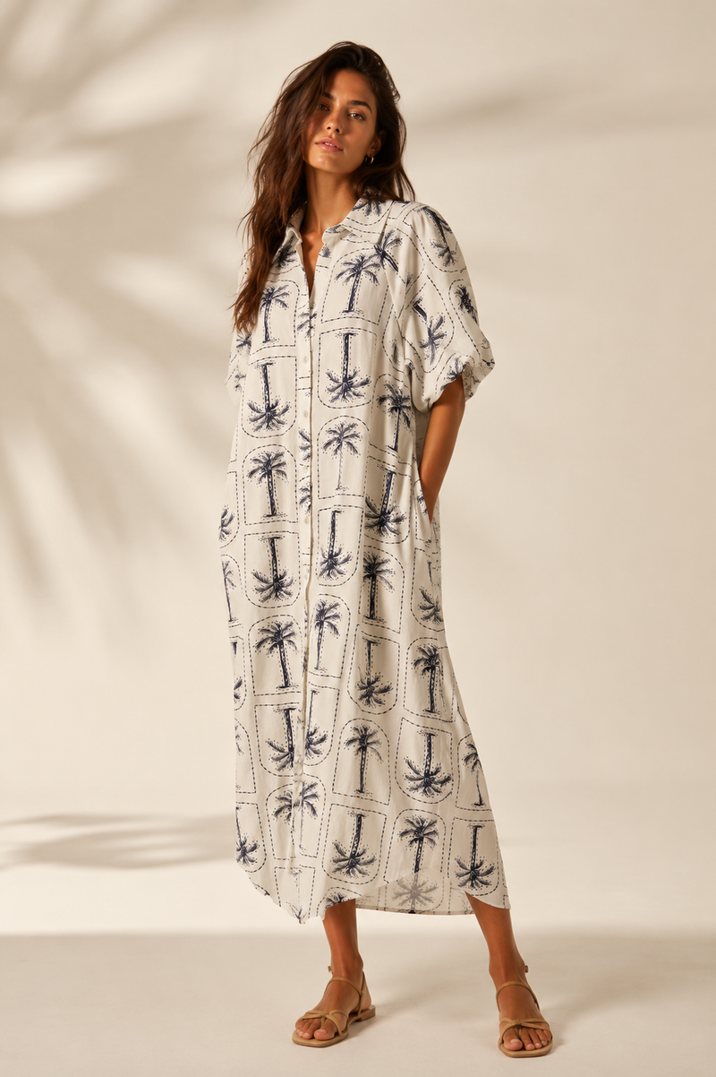 Vestido Camisero Palmeras