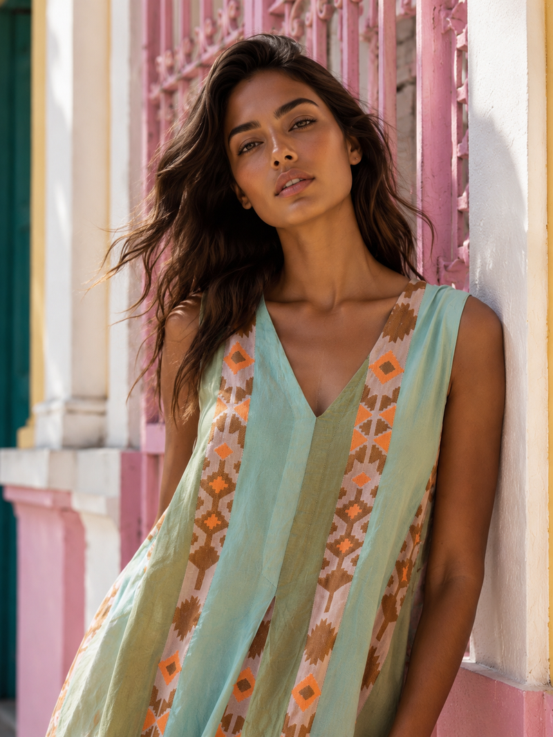 Vestido Lino Étnico