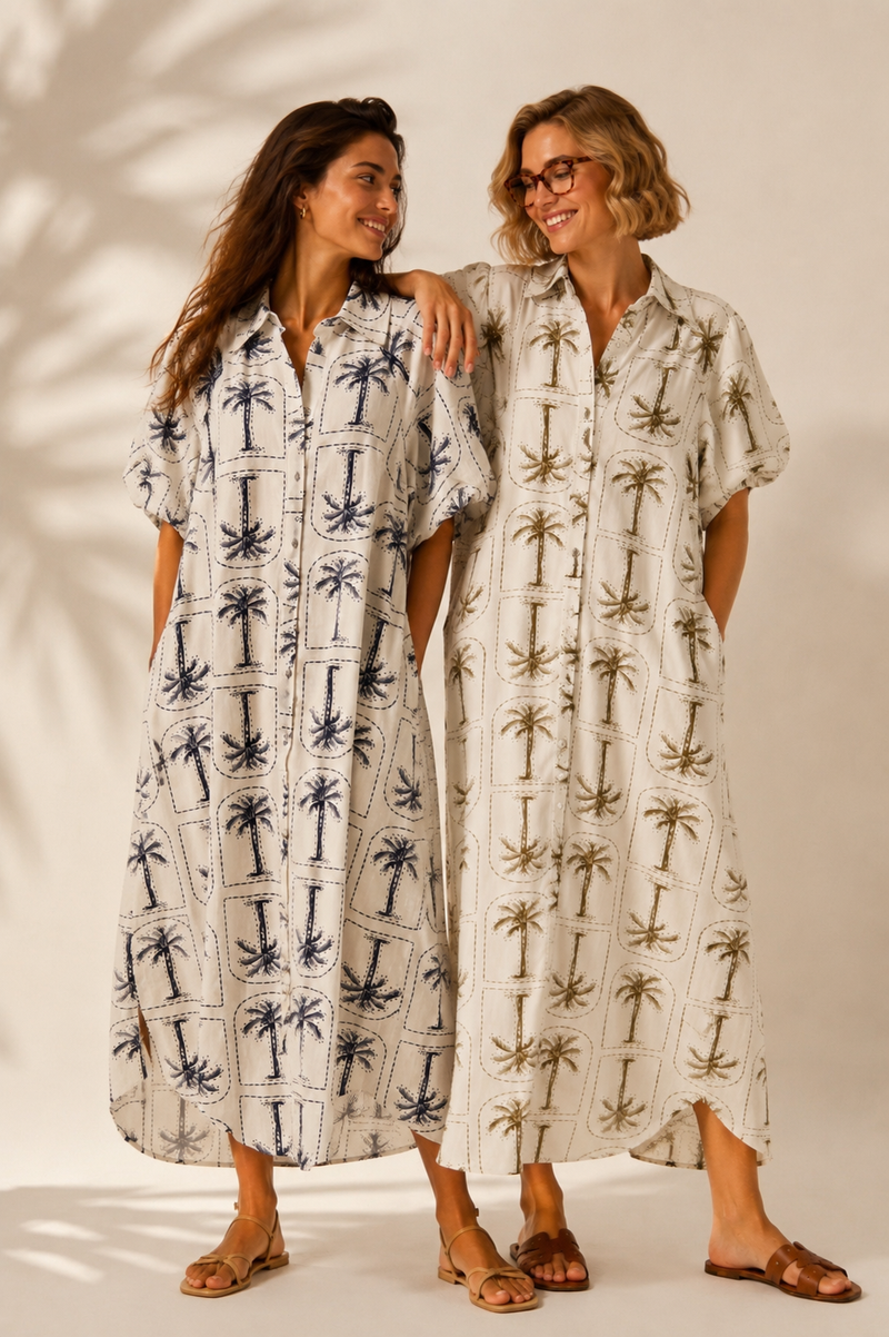 Vestido Camisero Palmeras
