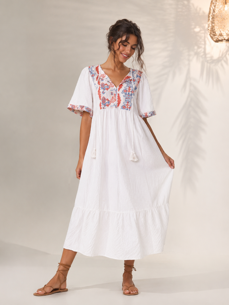 Vestido Vichy Bordado
